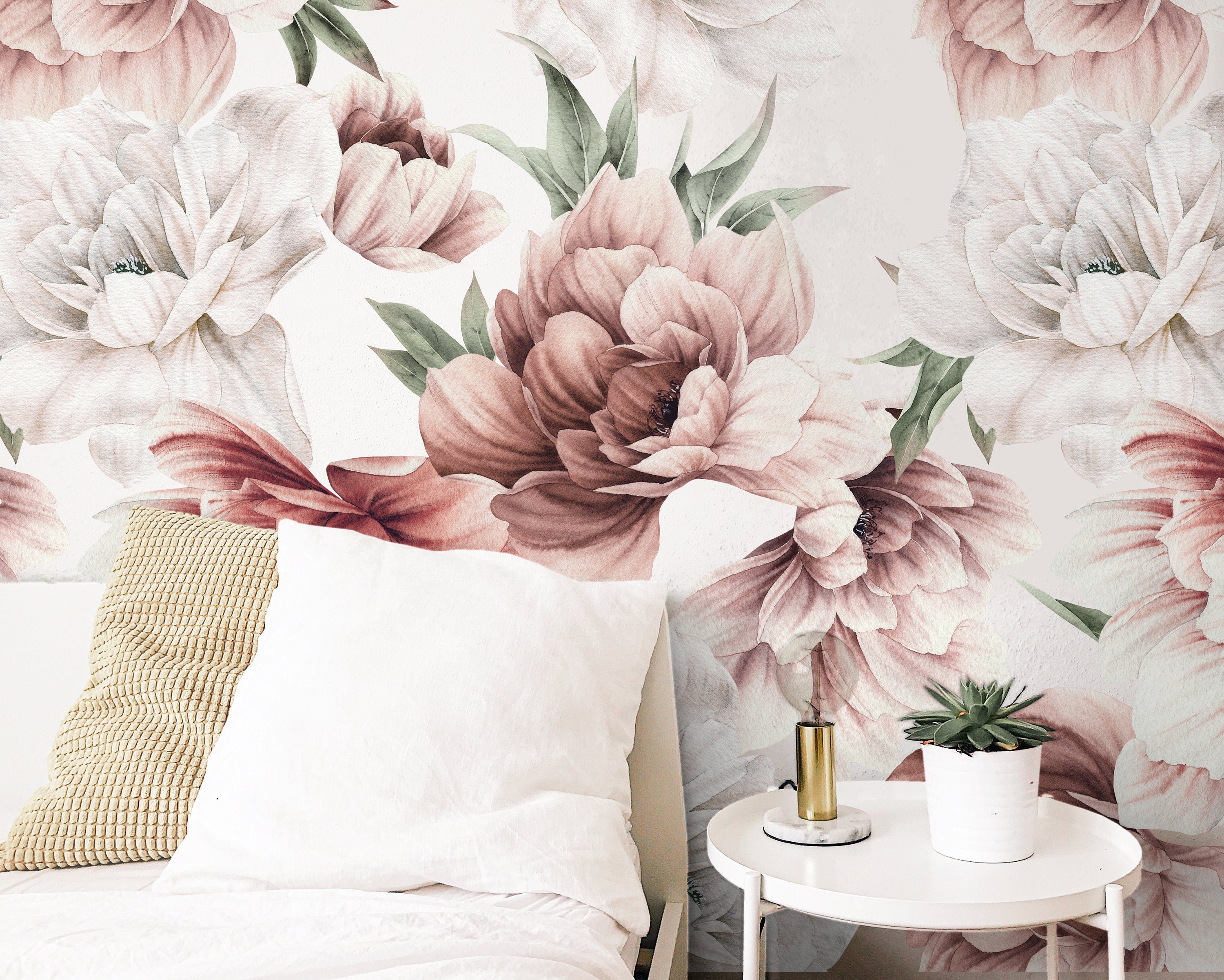 Large Floral Peony Wallpaper, Removable Wallpaper