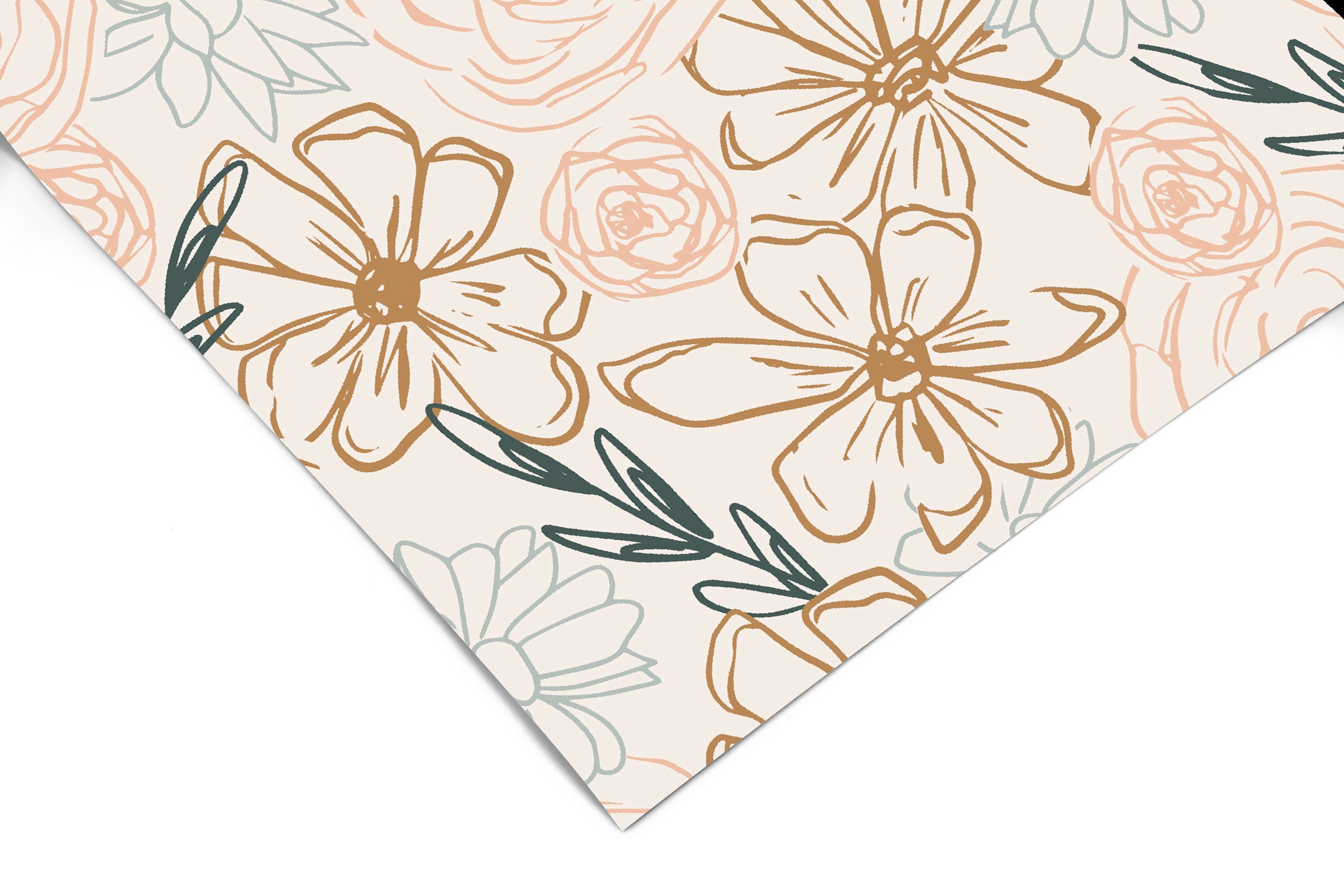 Gold Cream Floral Contact Paper