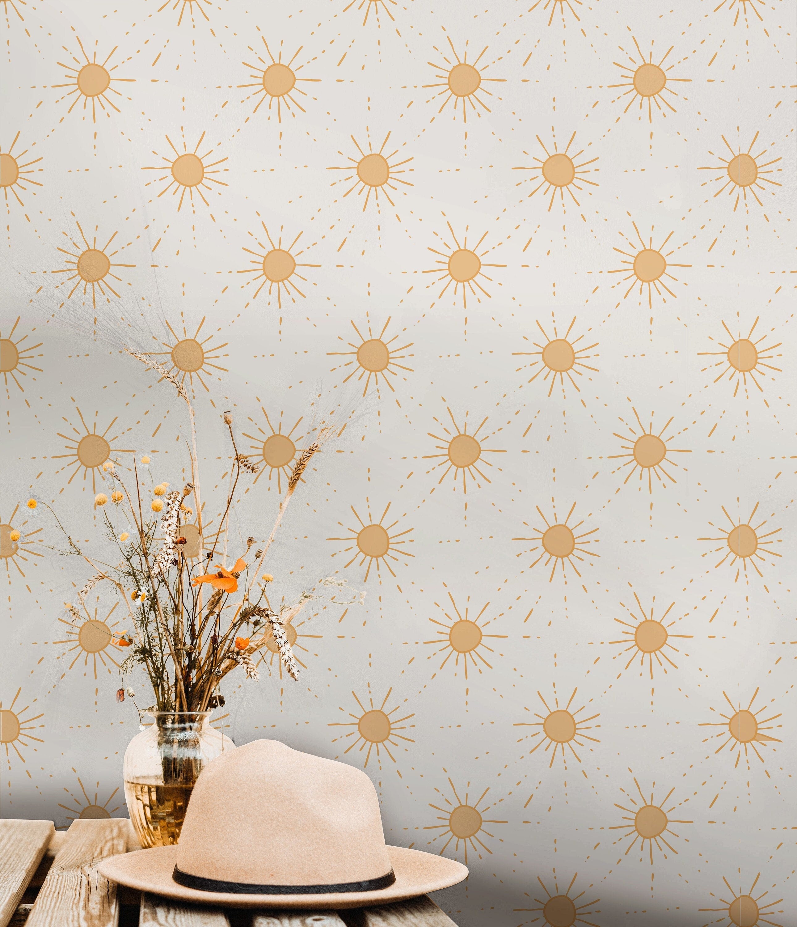 Wallpaper Peel And Stick Wallpaper Boho Sun Burst Removable Wallpaper 