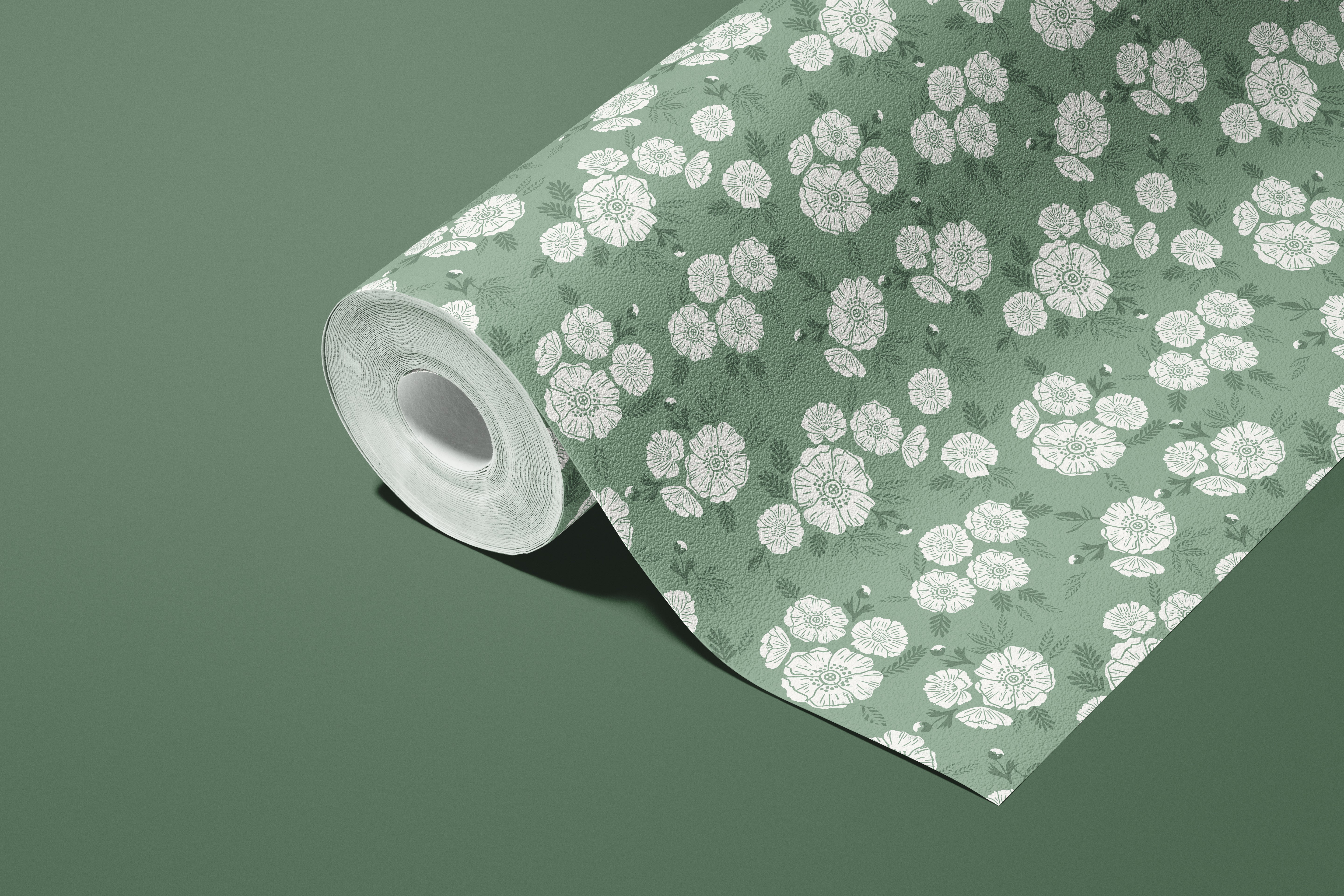 Green White Floral Contact Paper | Peel And Stick Wallpaper | Removable Wallpaper | Shelf Liner | Drawer Liner | Peel and Stick Paper 1085