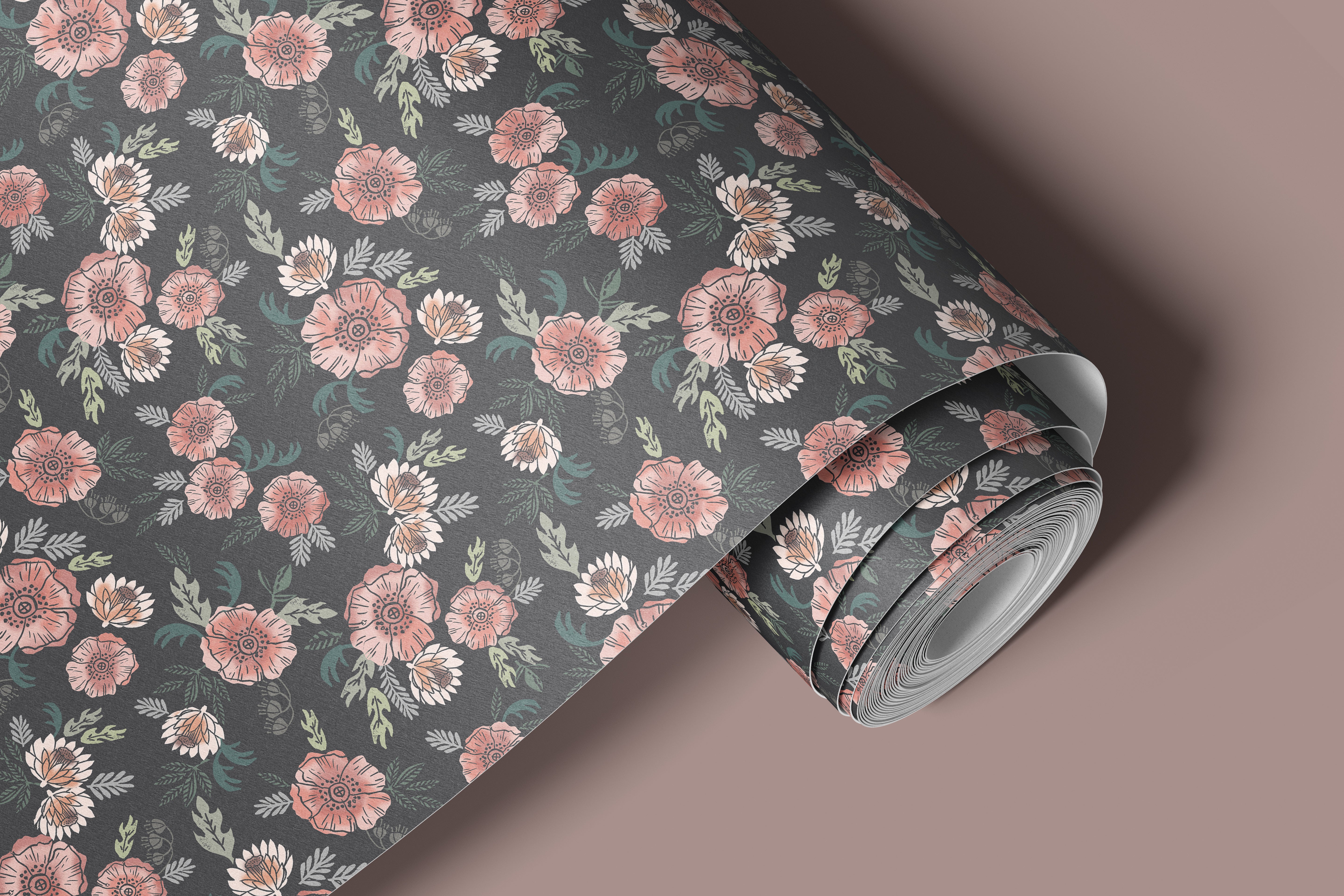 Dark Muted Floral Contact Paper | Peel And Stick Wallpaper | Removable Wallpaper | Shelf Liner | Drawer Liner Peel and Stick Paper 1097