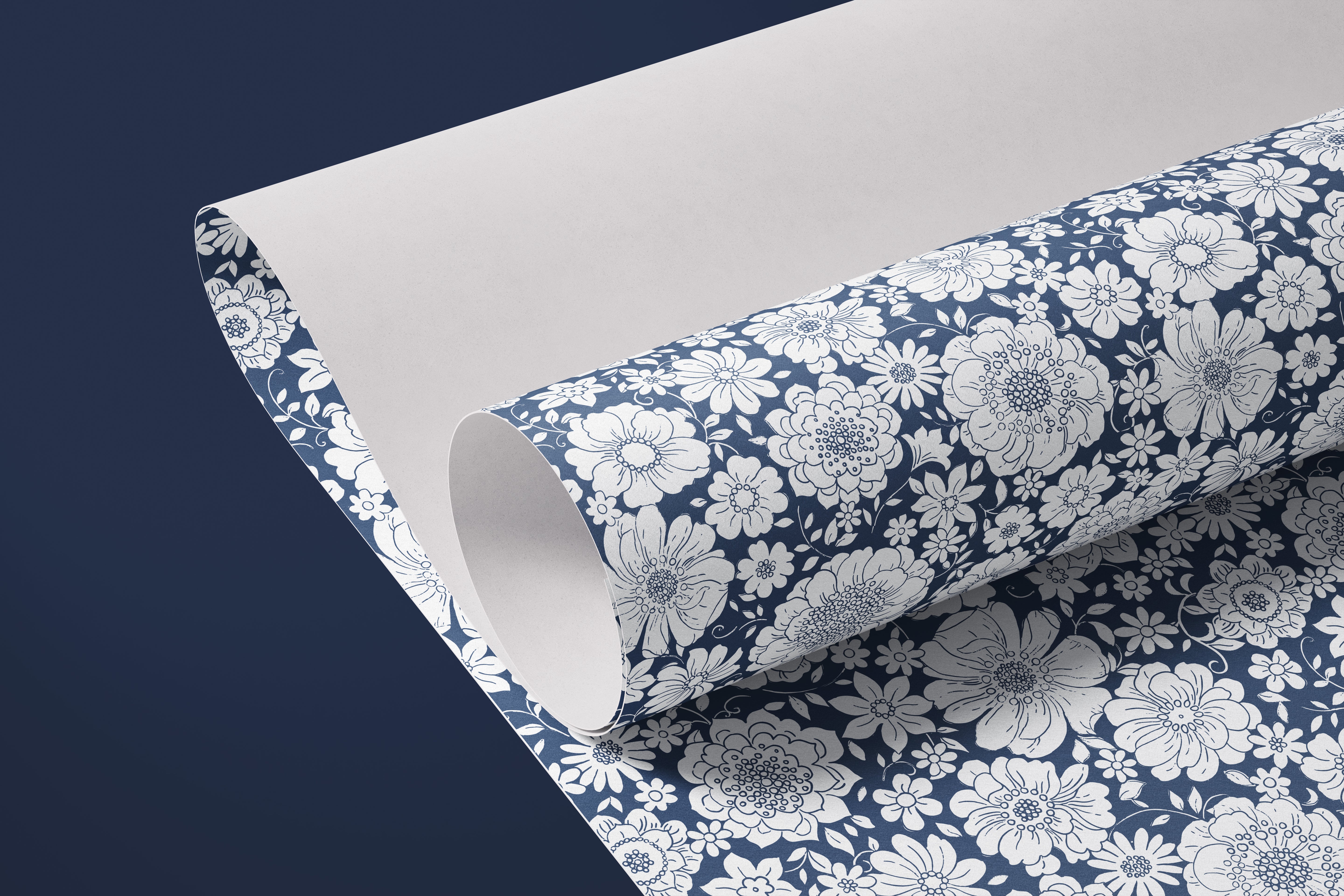 White And Blue Floral Contact Paper | Peel And Stick Wallpaper | Removable Wallpaper | Shelf Liner Drawer Liner Peel and Stick Paper 1110