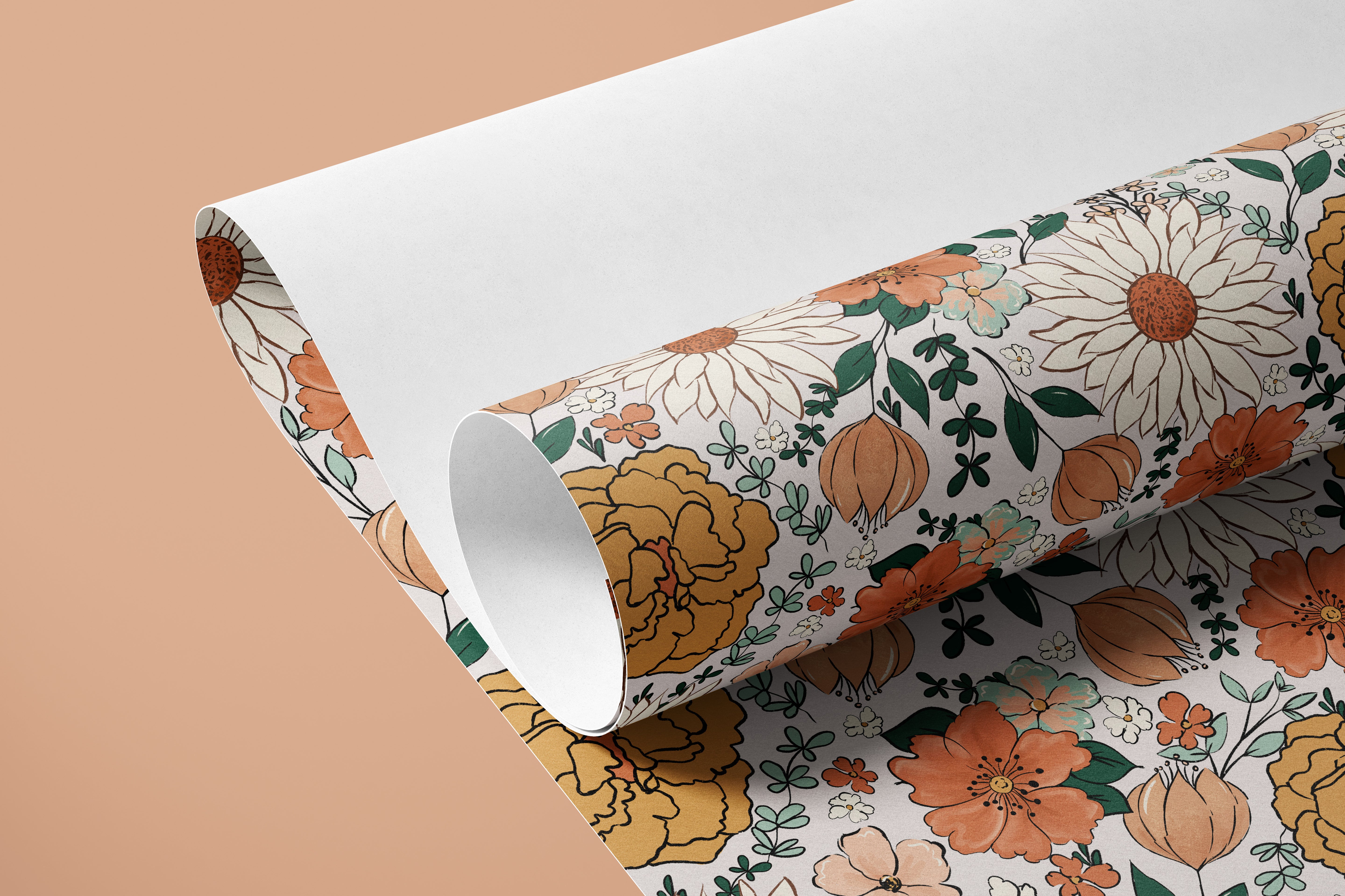 Cream Vintage Floral Contact Paper | Peel And Stick Wallpaper | Removable Wallpaper | Shelf Liner | Drawer Liner | Peel and Stick Paper 1266