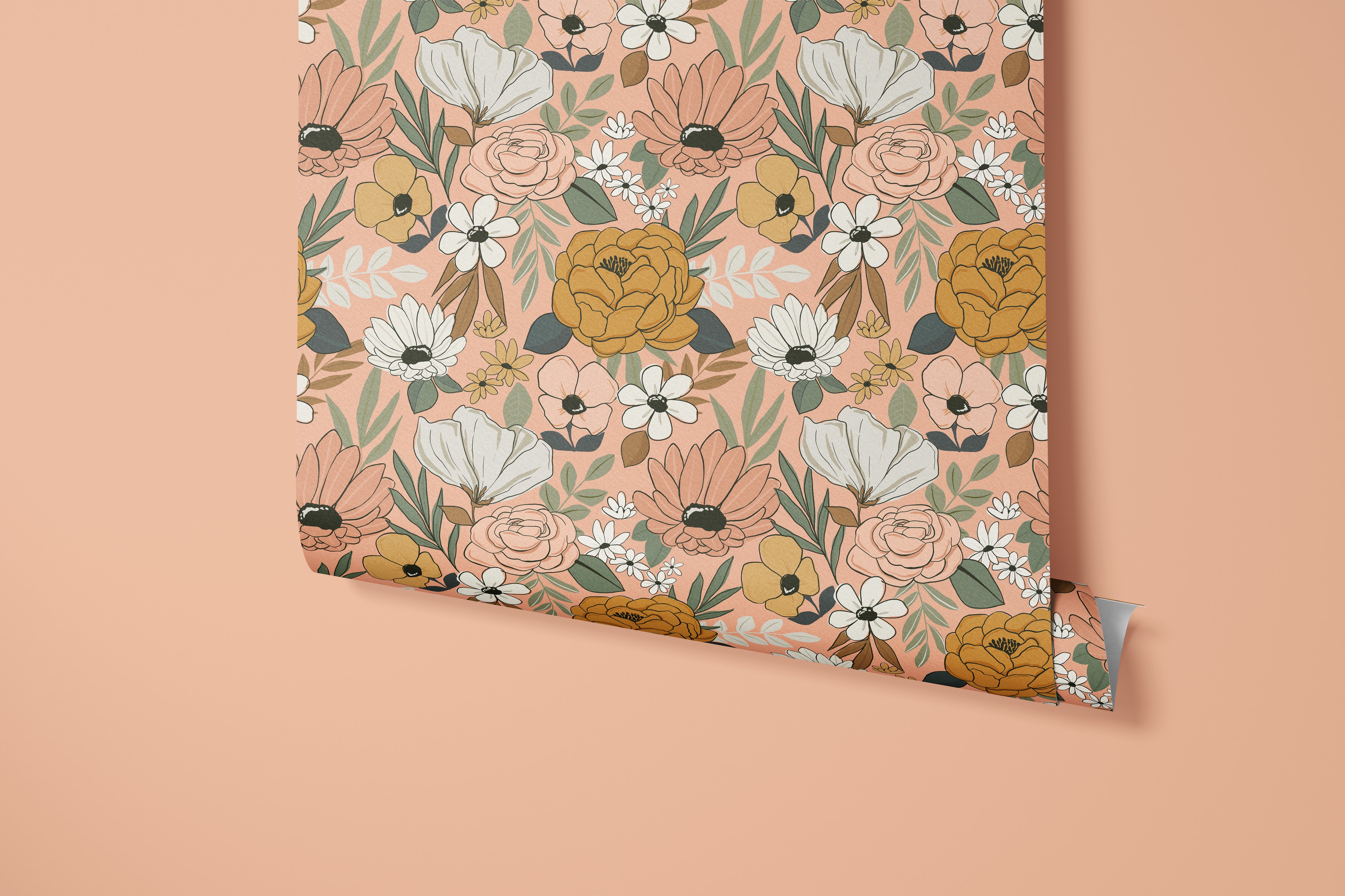 Vintage Pink Floral Contact Paper | Peel And Stick Wallpaper | Removable Wallpaper | Shelf Liner | Drawer Liner | Peel and Stick Paper 1276