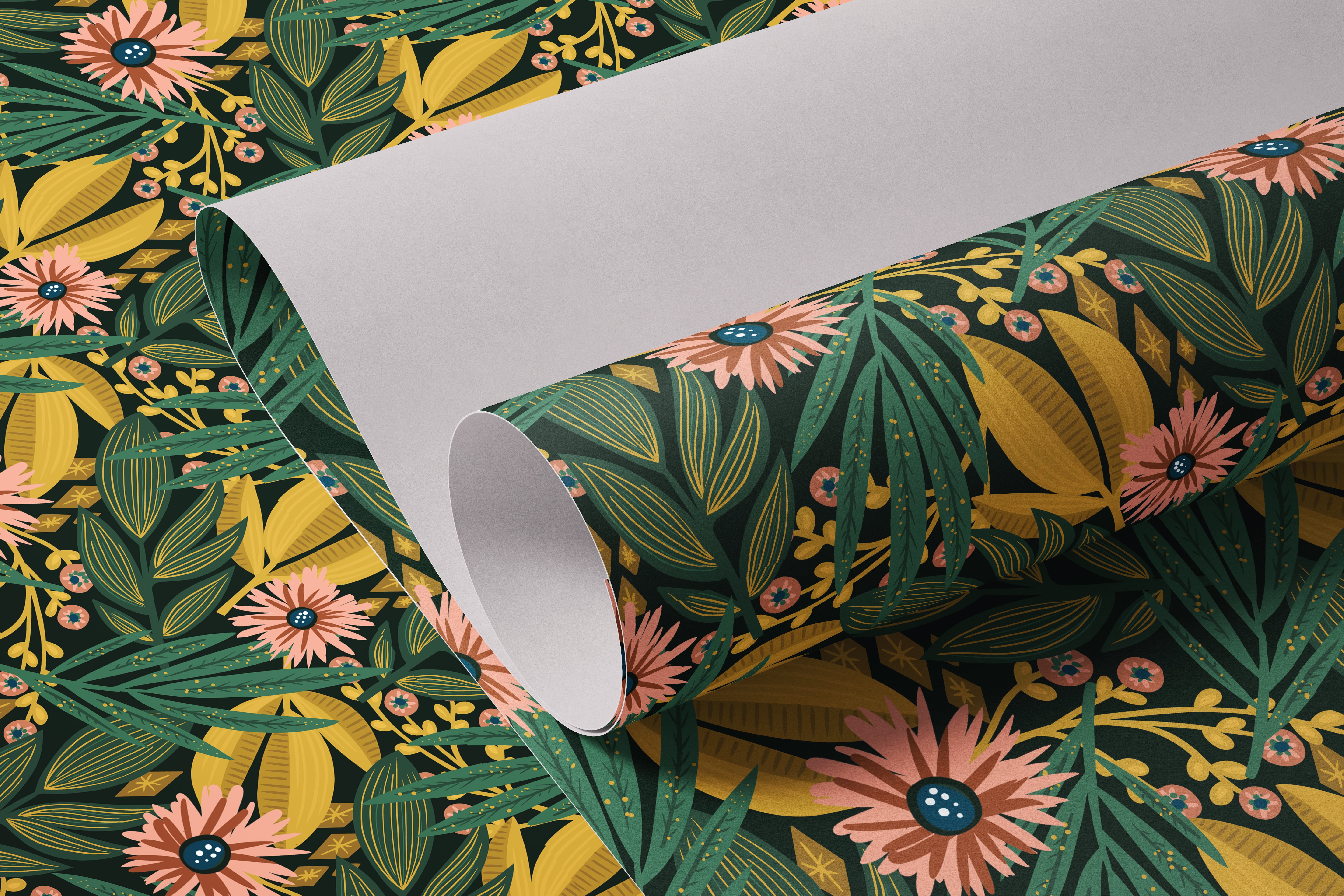 Boho Floral Jungle Contact Paper | Peel And Stick Wallpaper | Removable Wallpaper | Shelf Liner | Drawer Liner | Peel and Stick Paper 915