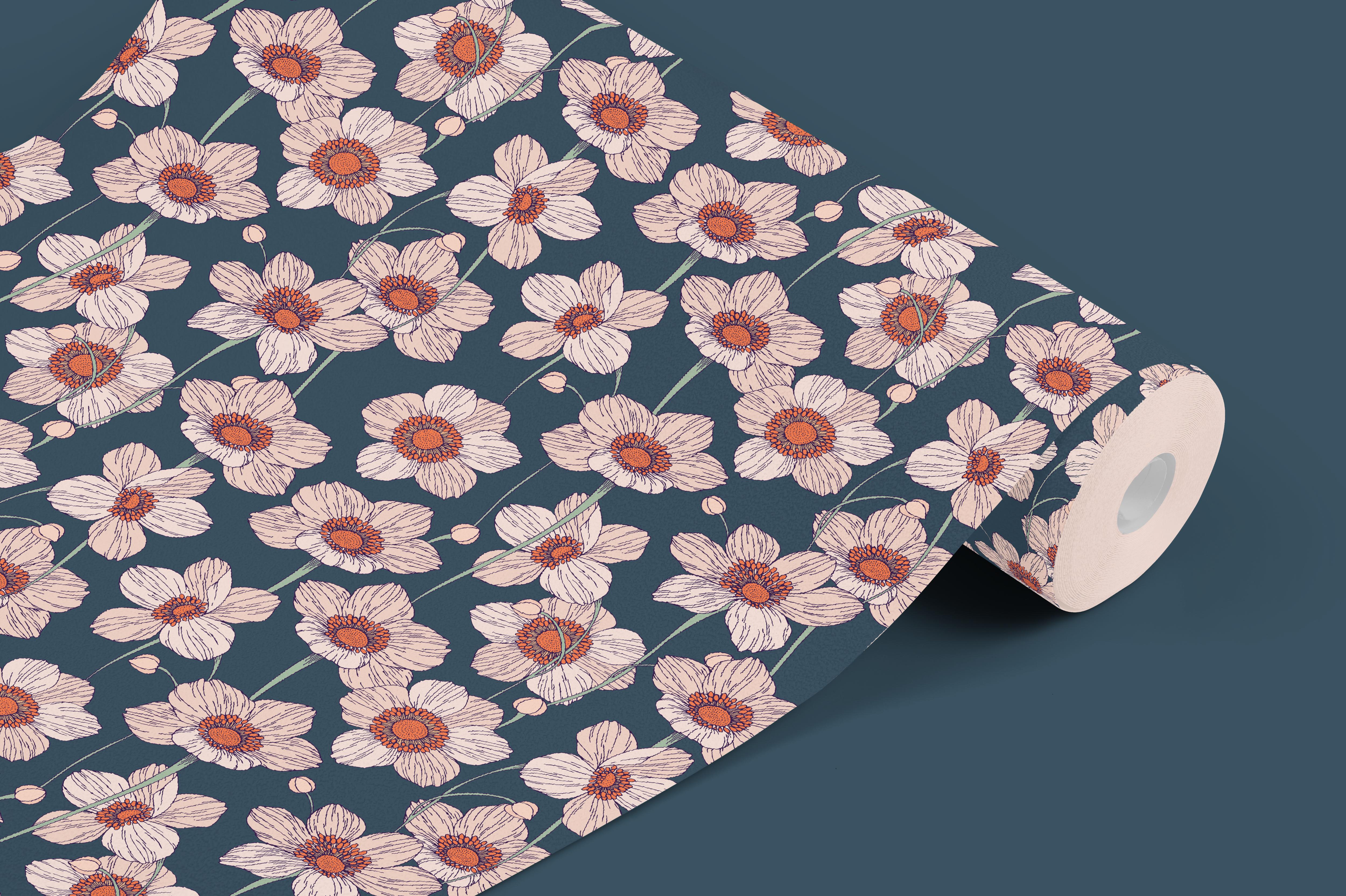 Large Poppy Floral Contact Paper | Peel And Stick Wallpaper | Removable Wallpaper | Shelf Liner | Drawer Liner | Peel and Stick Paper 952