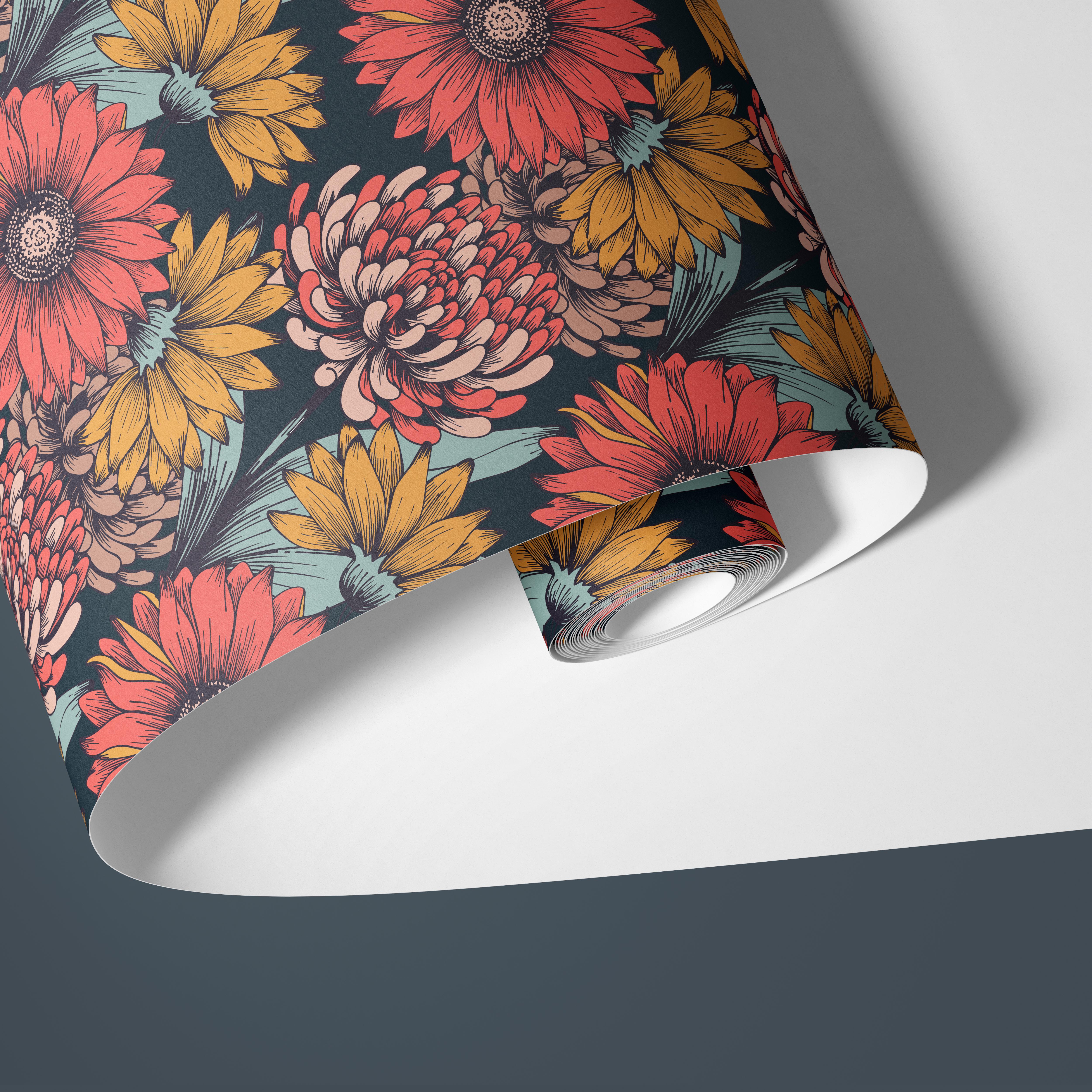 Large Daisy Floral Contact Paper | Peel And Stick Wallpaper | Removable Wallpaper | Shelf Liner | Drawer Liner | Peel and Stick Paper 955