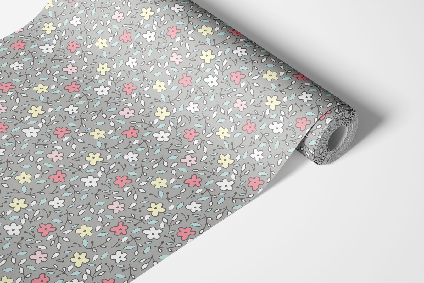 Gray With Floral Contact Paper | Peel And Stick Wallpaper | Removable Wallpaper | Shelf Liner | Drawer Liner | Peel and Stick Paper 193