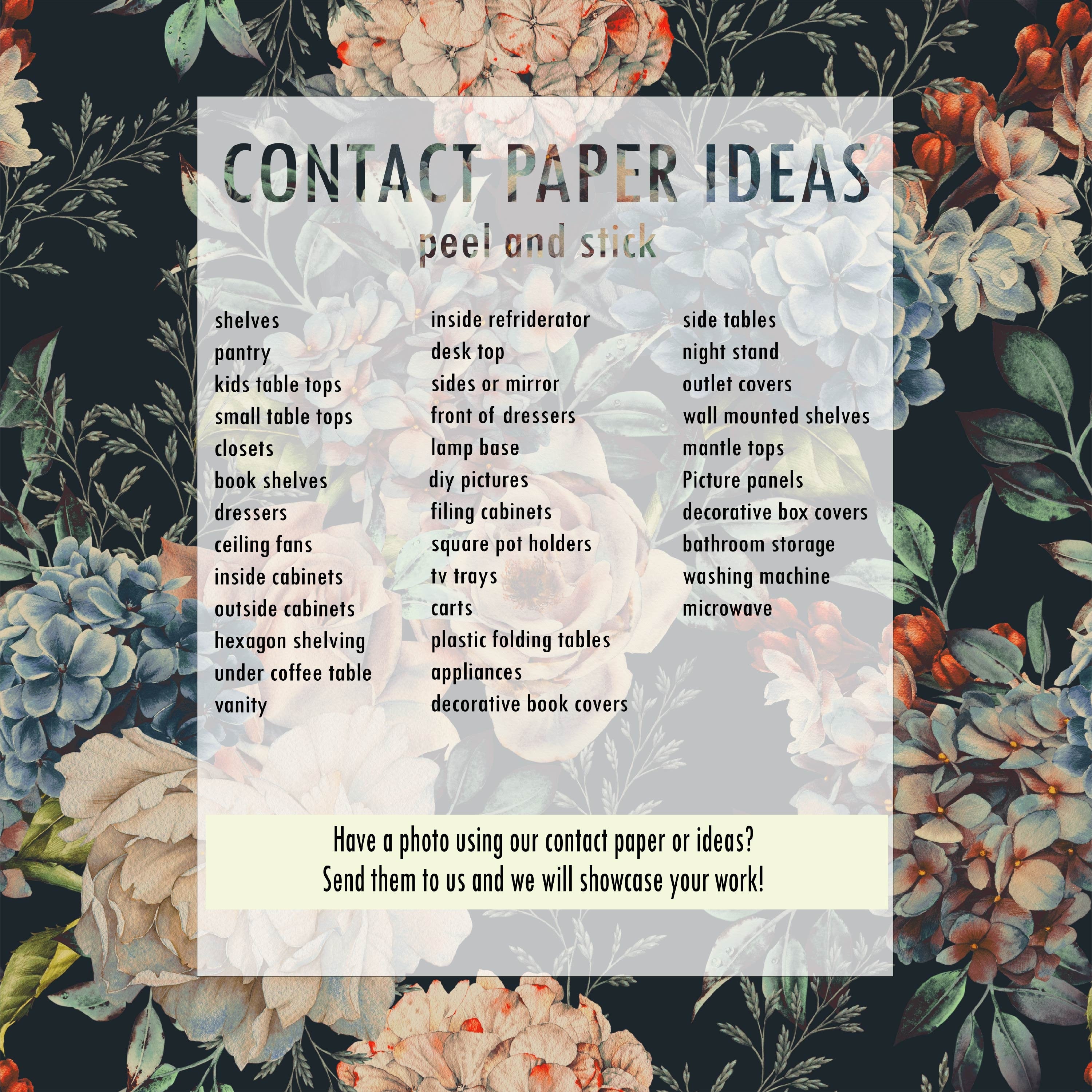 Navy Blue Floral Contact Paper | Peel And Stick Paper | Removable Wallpaper | Shelf Liner | Drawer Liner | Peel and Stick Wallpaper 1432
