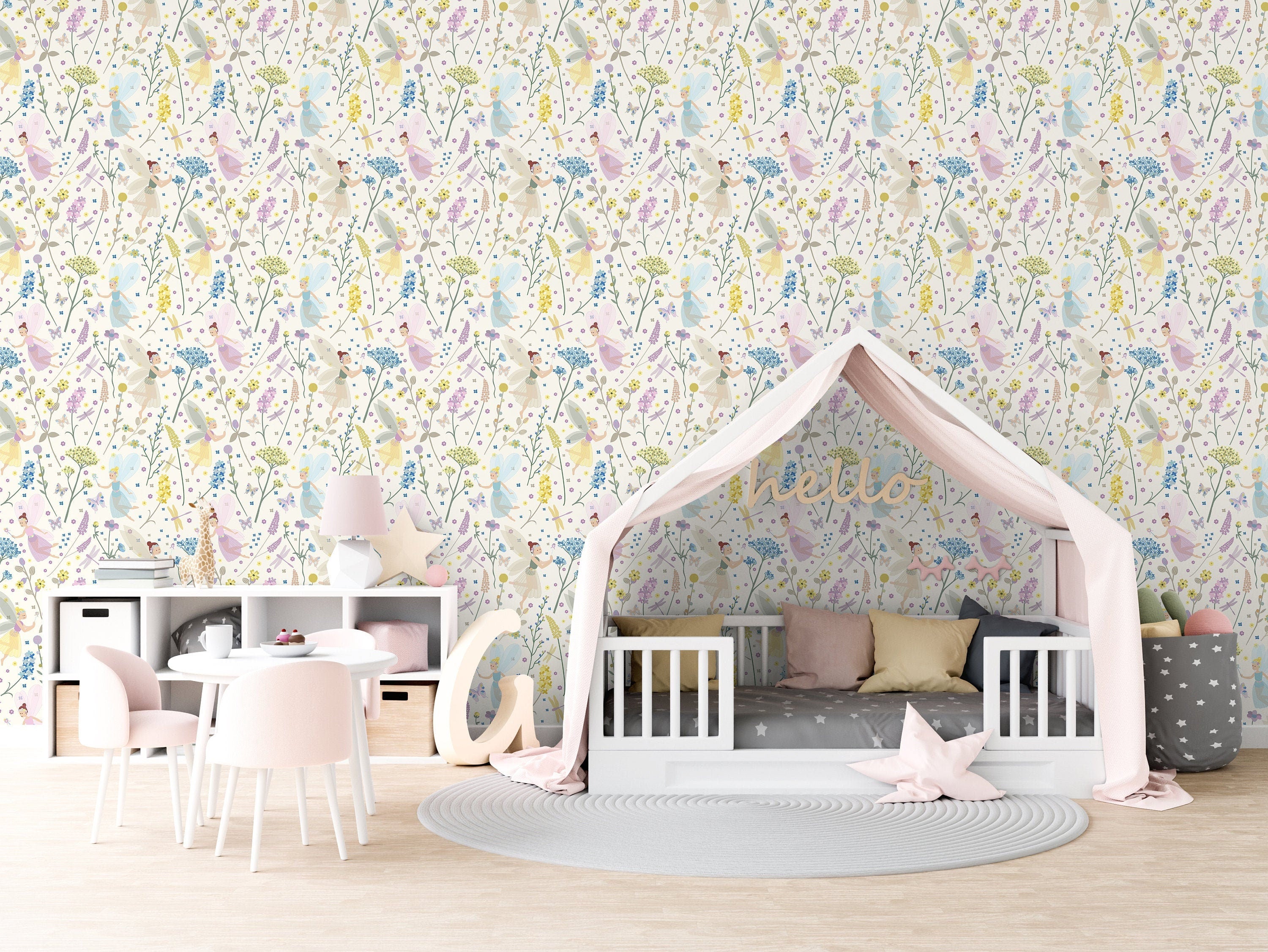 Baby Girl Nursery Grey Peonies Wallpaper for walls  ThinkNoirWallpaper