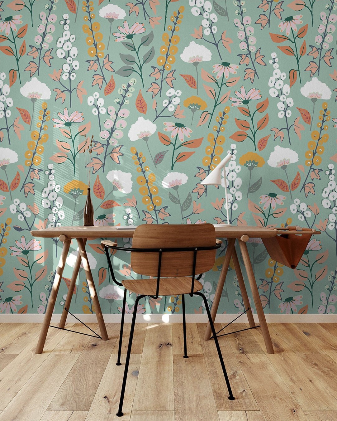 Wildflower Floral Wallpaper | Removable Wallpaper | Peel And Stick Wallpaper | Adhesive Wallpaper | Wall Paper Peel Stick Wall Mural 2308 - JamesAndColors