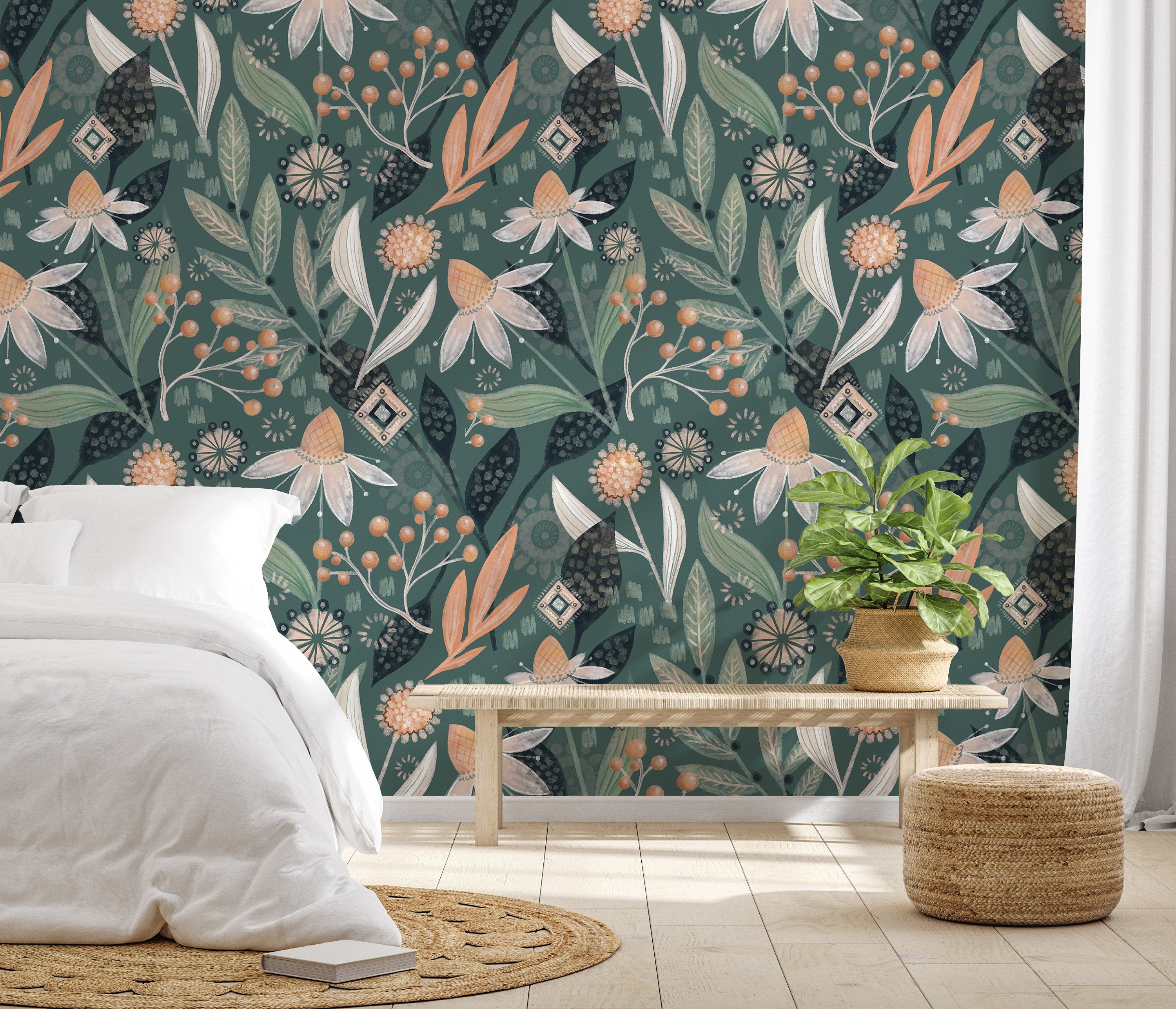 Green and White Wallpaper Peel and Stick Wallpaper Boho Contact Paper for  Cabinets Leaf Wallpaper for Bedroom SelfAdhesive Removable Wallpaper  Herringbone Wallpaper Drawer Kids Wallpaper 173393  Amazoncomau  Home Improvement
