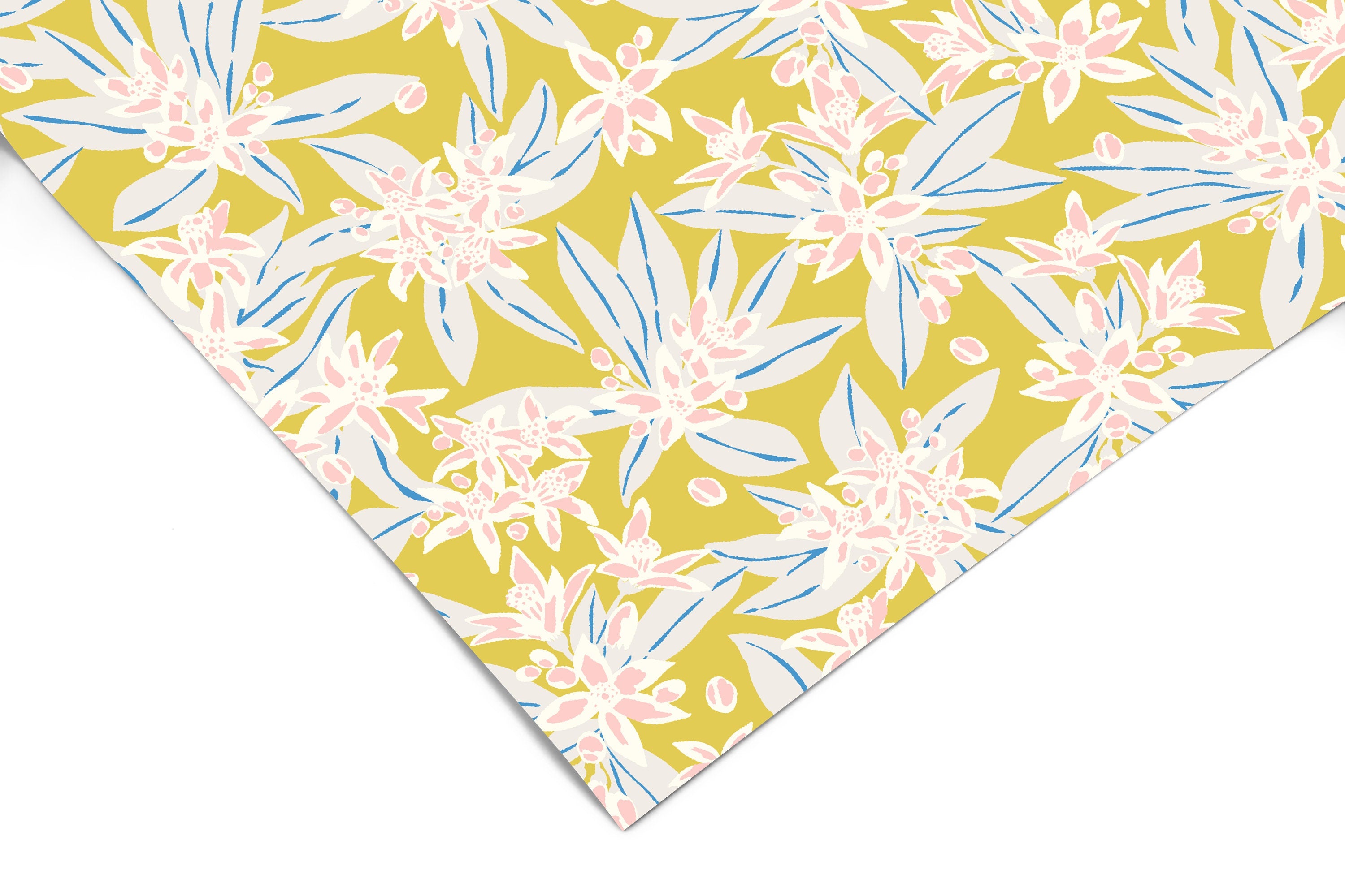 Yellow Floral Contact Paper | Peel And Stick Wallpaper | Removable Wallpaper | Shelf Liner | Drawer Liner | Peel and Stick Paper 1339