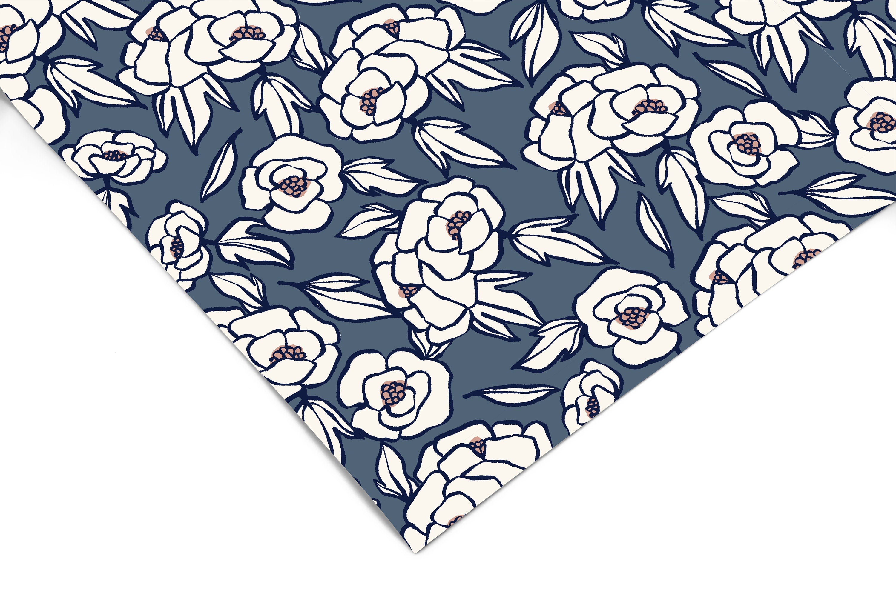 Navy Blue Floral Contact Paper | Peel And Stick Wallpaper | Removable Wallpaper | Shelf Liner | Drawer Liner | Peel and Stick Paper 1343