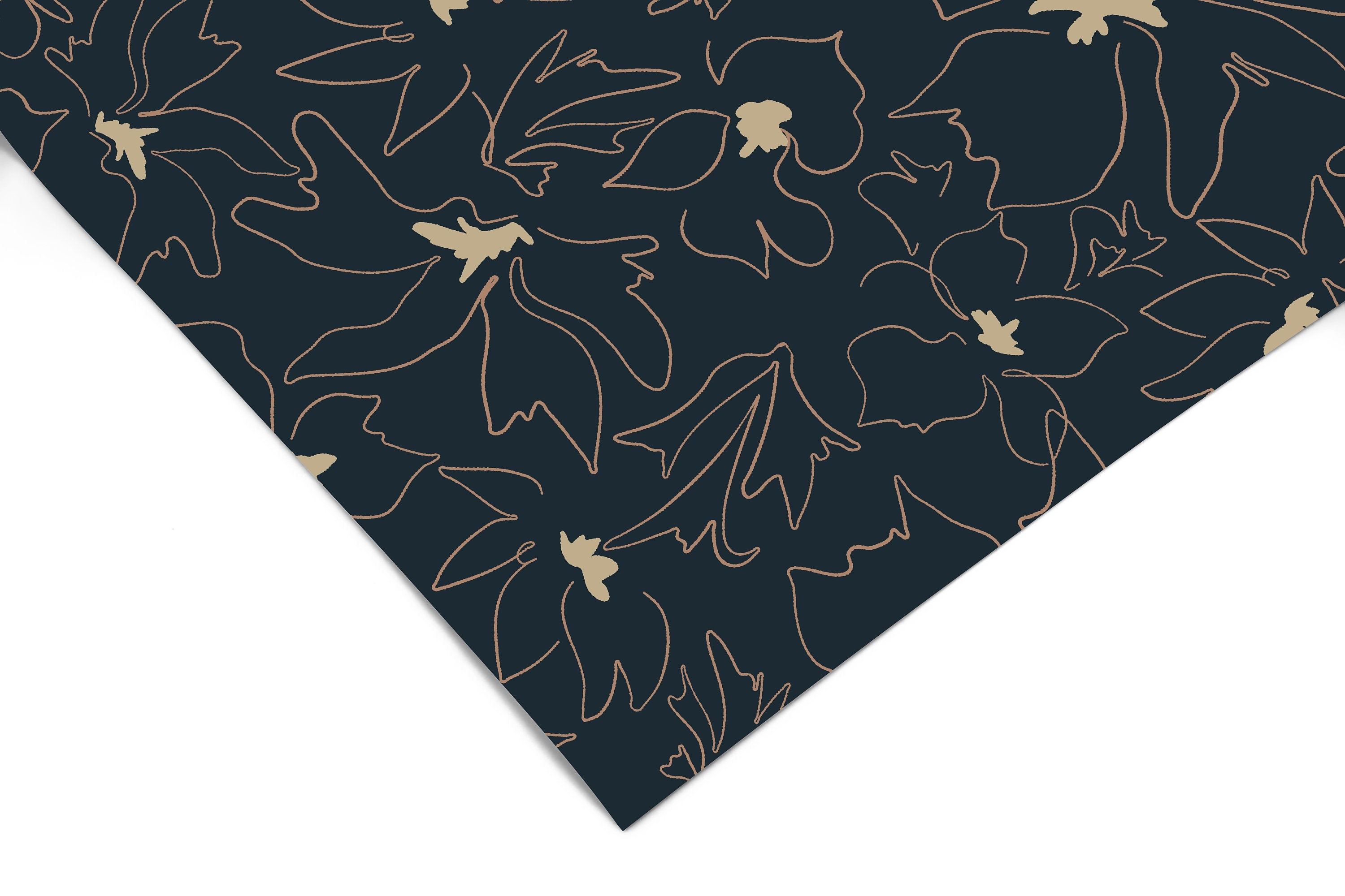 Navy Floral Outline Contact Paper | Peel And Stick Wallpaper | Removable Wallpaper | Shelf Liner | Drawer Liner | Peel and Stick Paper 1512