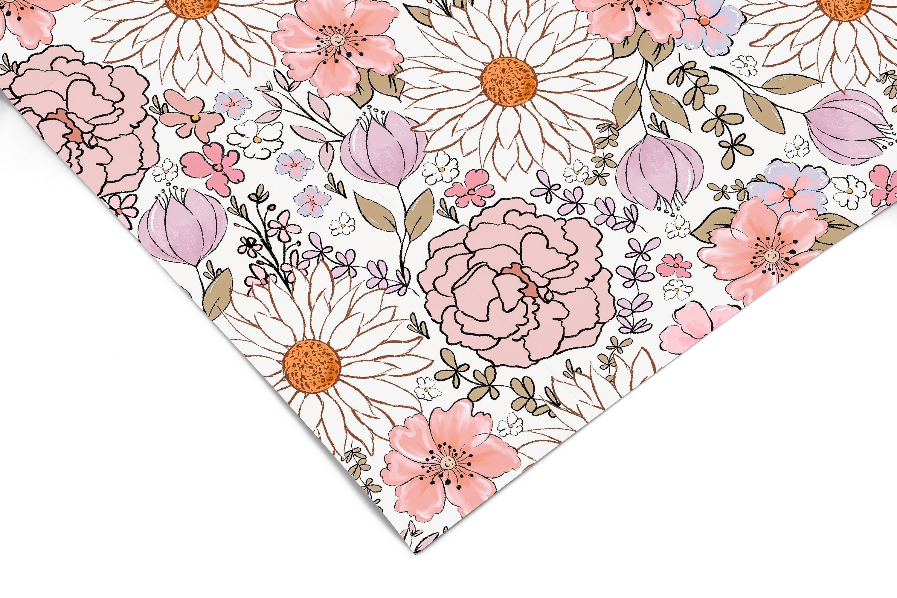 Pink Floral Vintage Contact Paper | Peel And Stick Wallpaper | Removable Wallpaper | Shelf Liner | Drawer Liner | Peel and Stick Paper 1553