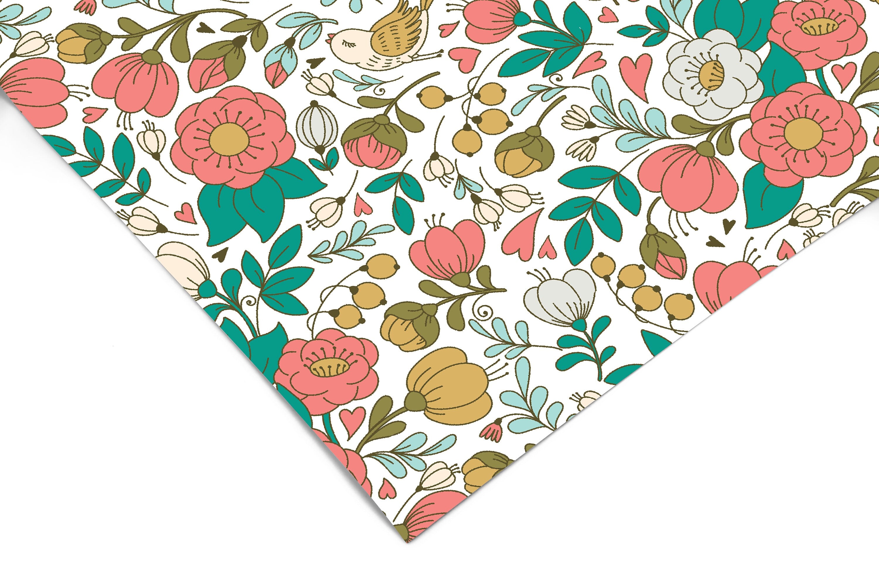 Pink Floral Garden Contact Paper | Peel And Stick Paper | Removable Wallpaper | Shelf Liner | Drawer Liner | Peel and Stick Wallpaper 1624