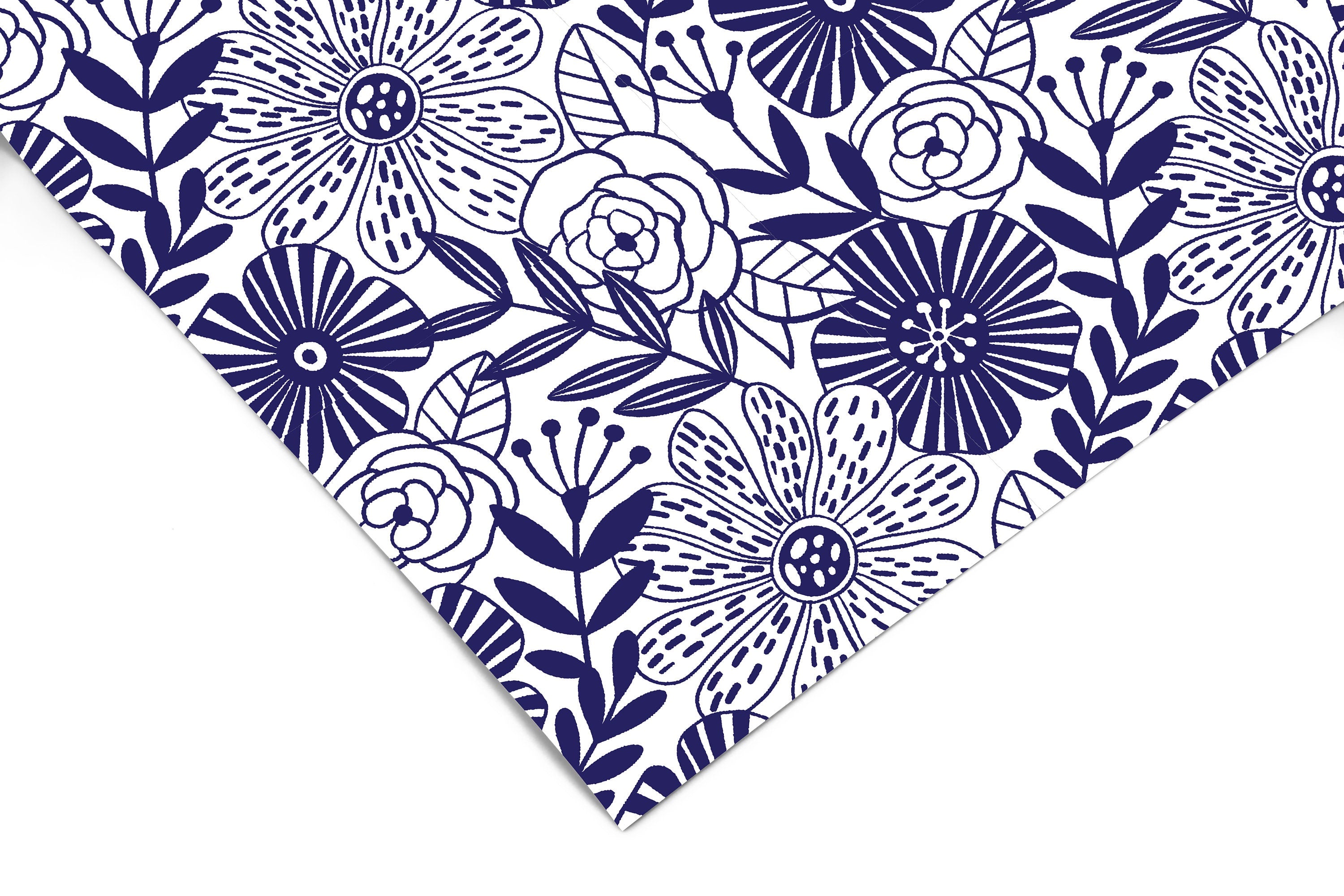 Blue Floral Outline Contact Paper | Peel And Stick Paper | Removable Wallpaper | Shelf Liner | Drawer Liner | Peel and Stick Wallpaper 1629