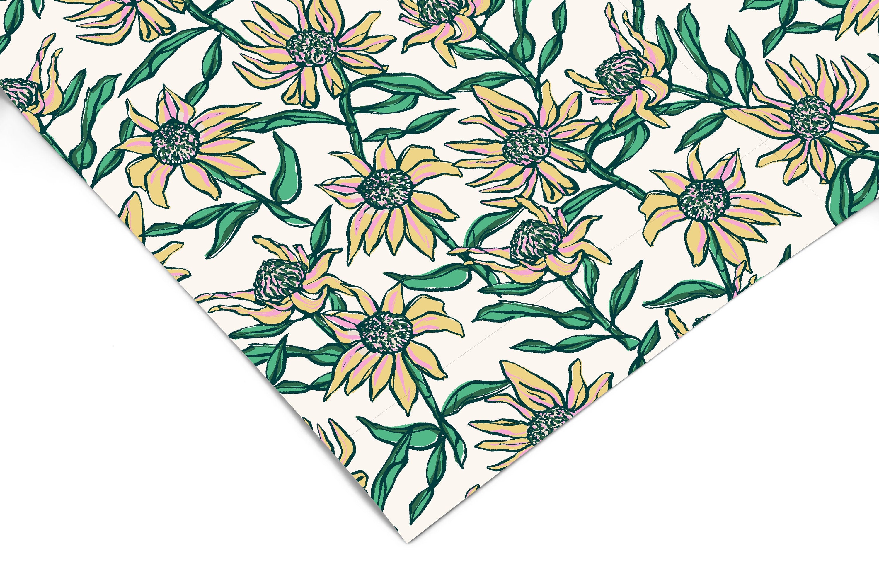 Sunflowers Floral Contact Paper | Peel And Stick Wallpaper | Removable Wallpaper | Shelf Liner | Drawer Liner | Peel and Stick Paper 1611